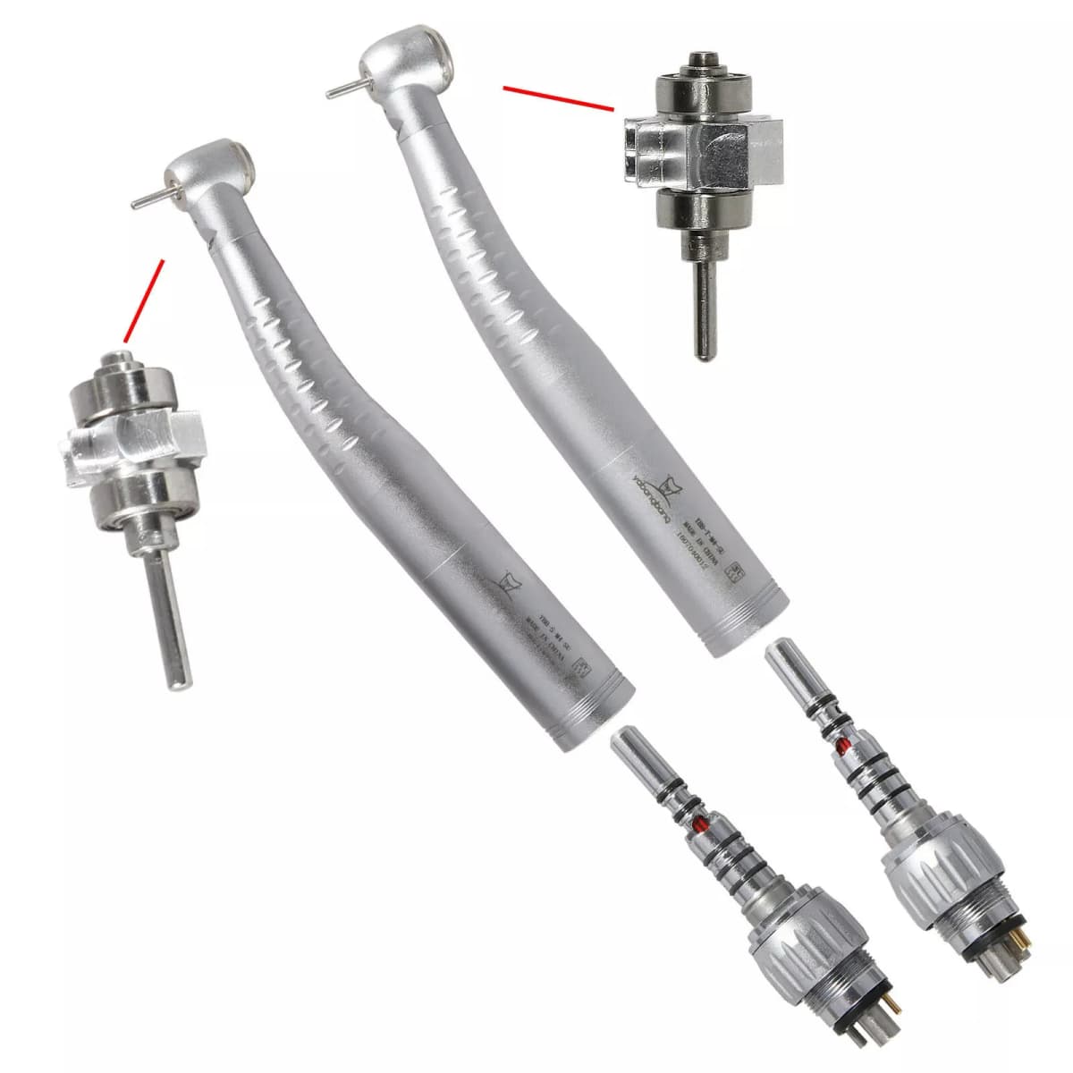 Dental LED Fiber Optic High Speed turbine Push Button Handpiece & 6 Hole Quick Coupler 360° Swivel Fit KaVo Style
