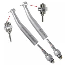 Dental LED Fiber Optic High Speed turbine Push Button Handpiece & 6 Hole Quick Coupler 360° Swivel Fit KaVo Style