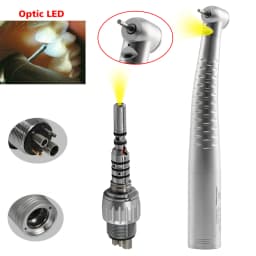 Dental LED Fiber Optic High Speed turbine Push Button Handpiece & 6 Hole Quick Coupler 360° Swivel Fit KaVo Style