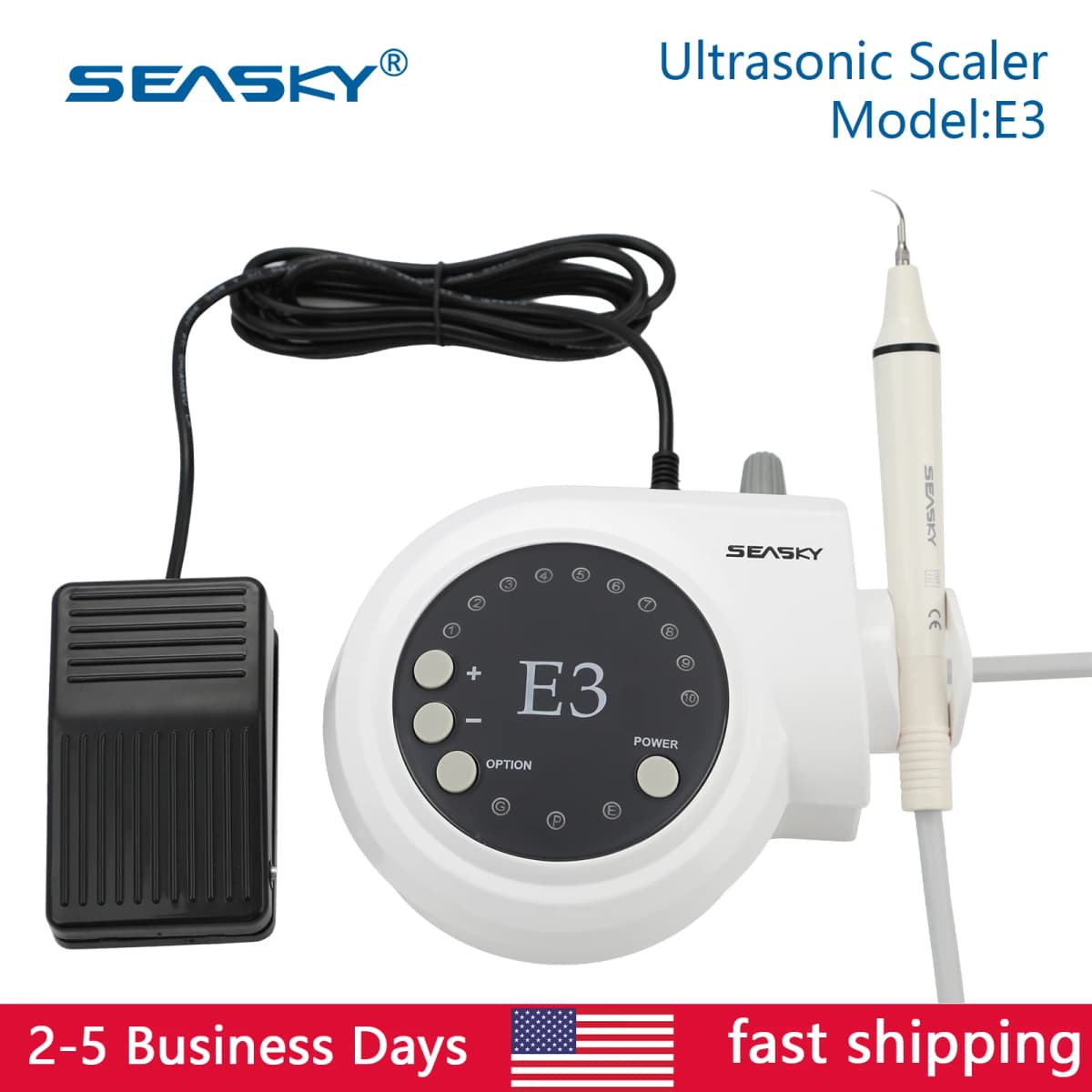 Dental Ultrasonic Piezo Scaler with Detachable Handpiece 5*Tips Automatic frequency fit EMS Cavitron Woodpeck