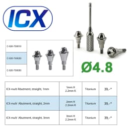 For ICX Implant System Dental Healing Abutment Healing Cap Cover Screw Lab Analog Digital Analog Multi Unit Straight Abutment
