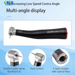 Dental X95L Black Low Speed Handpiece Increasing Red Ring Contra Angle Internal Water Spray With Optic Fiber For E-type Motor