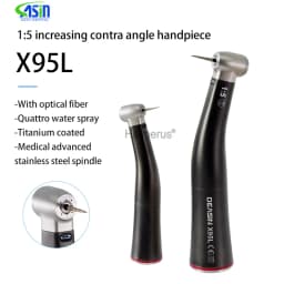 Dental X95L Black Low Speed Handpiece Increasing Red Ring Contra Angle Internal Water Spray With Optic Fiber For E-type Motor