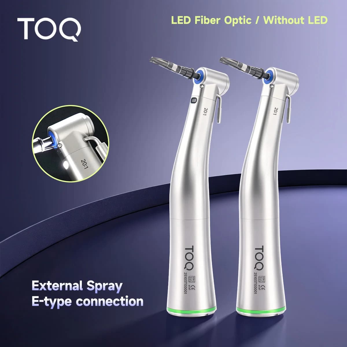 20:1 Ti Max LED Fiber Optic Dental Implant Contra Angle Handpiece Low Speed Air Turbine Handpiece for Implant Surgery