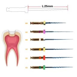 6pcs/1Pack Dental Endo Files Endodontic NiTi Rotary Root Canal Reciprocating File 21/25/31mm Machine Use for Shaping & Cleaning