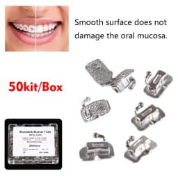 50Sets/Box Dental Ortho Metal Bondable Monoblock Orthodontic Buccal Tubes 022 For 1st Molar MBT/Roth Tube