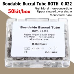 50Sets/Box Dental Ortho Metal Bondable Monoblock Orthodontic Buccal Tubes 022 For 1st Molar MBT/Roth Tube