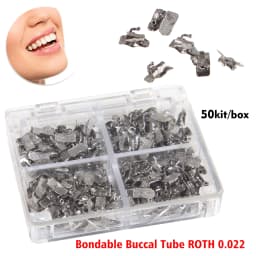 50Sets/Box Dental Ortho Metal Bondable Monoblock Orthodontic Buccal Tubes 022 For 1st Molar MBT/Roth Tube