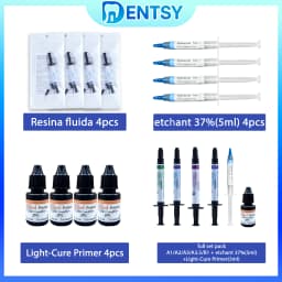 Dental Flowable Composite Resin Kit - Light Cure Resin A1-A3.5 with Etch Gel & Bond Primer for Restorations