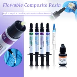 Dental Flowable Composite Resin Kit - Light Cure Resin A1-A3.5 with Etch Gel & Bond Primer for Restorations