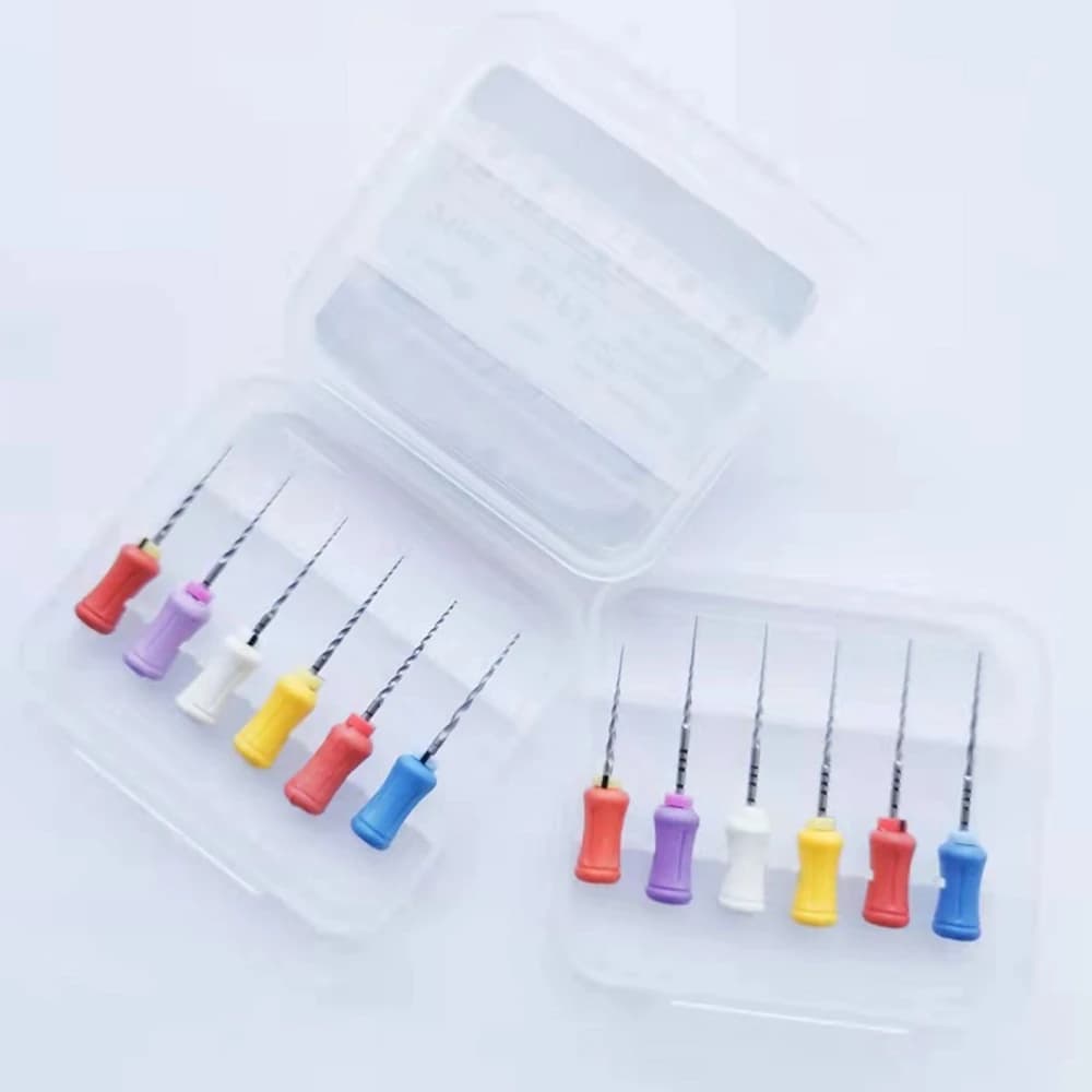 6Pcs Super Rotary Files 21/25mm Bendable NiTi Hand Use Root Canal Files for Shaping Finishing
