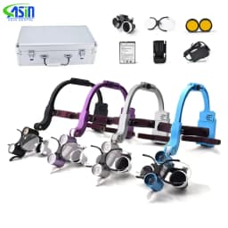 2.5x/3.5x Popular Dental LED Surgical Headlight 5W Colorful Magnifier Binocular Loupes Convenient for Doctors to Operate Recharg
