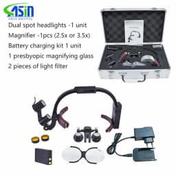 2.5x/3.5x Popular Dental LED Surgical Headlight 5W Colorful Magnifier Binocular Loupes Convenient for Doctors to Operate Recharg