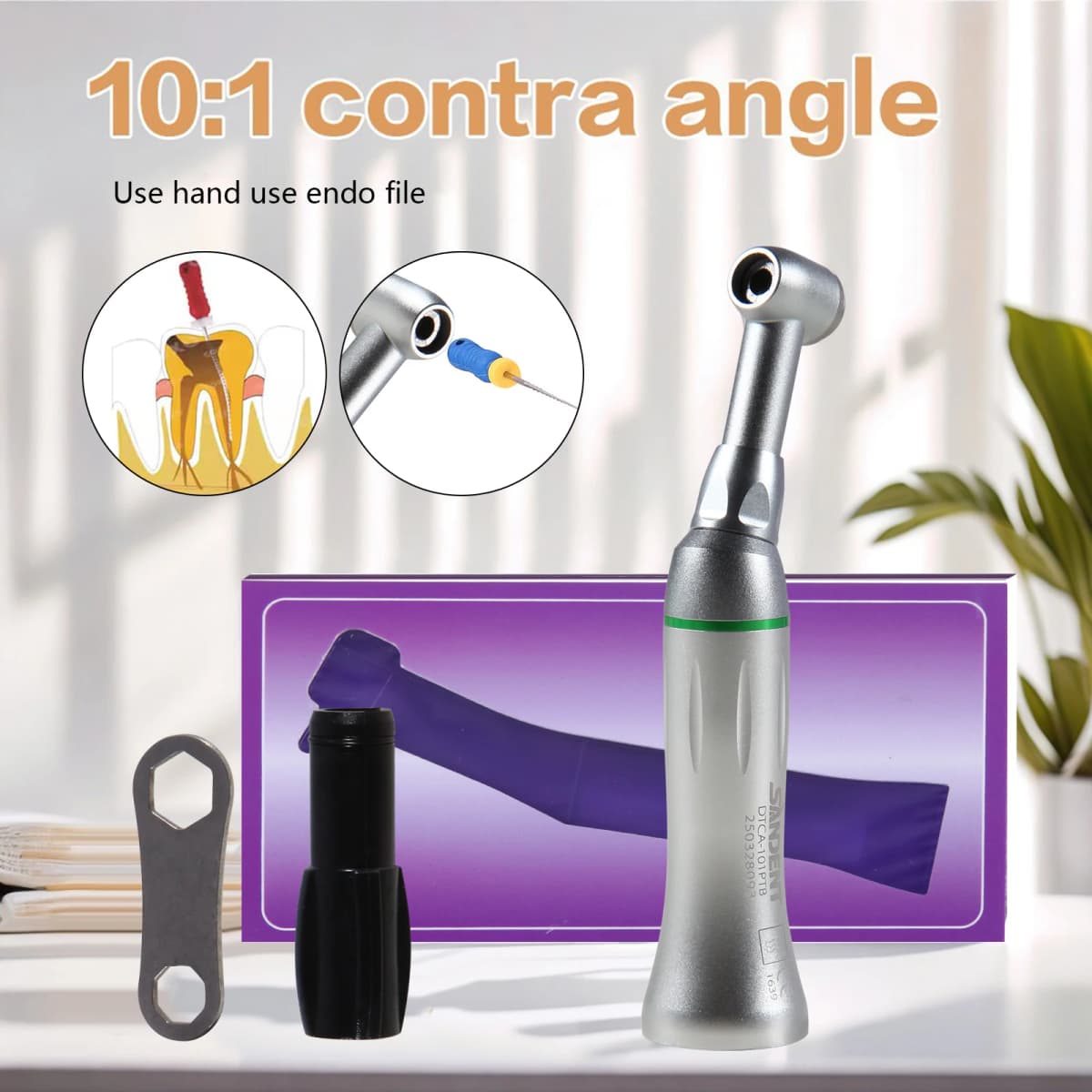 1-10Pcs Dental Endo Reciprocating Handpiece 10:1 Reduce Contra Angle Endodontic 90° Push Button Chuck