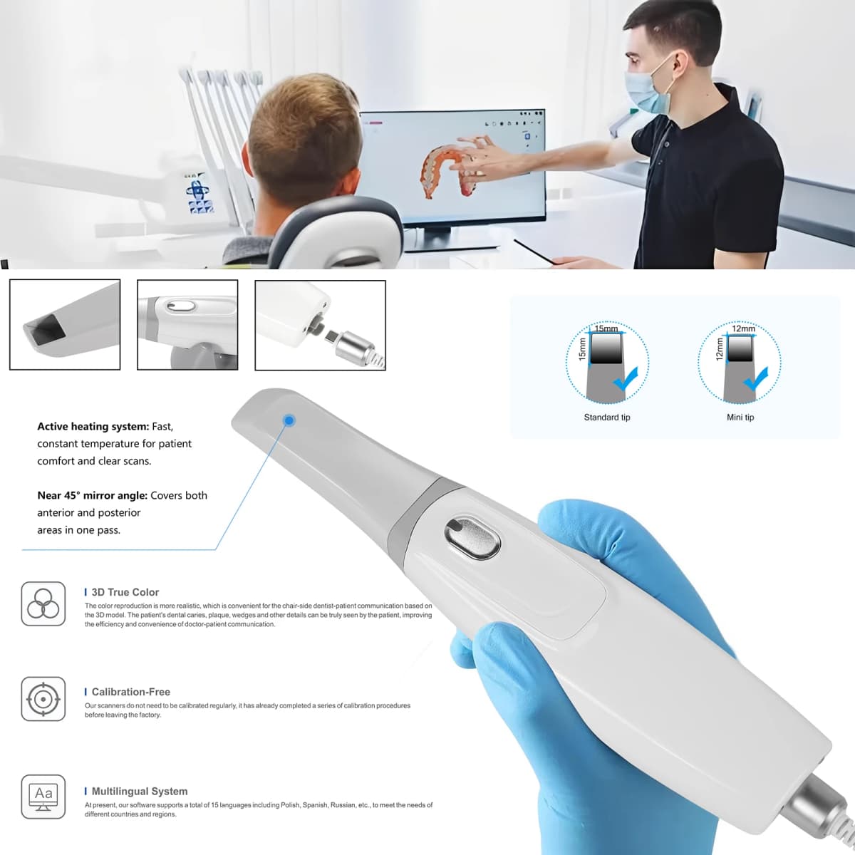 Dental Intraoral Scanner Digital Imaging Implant Scanner 3D Digital Impression Intra-Oral 3 High Precision Scanning