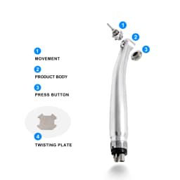 Dental LED High Speed Handpiece E-Type Coupler With Optical Fiber Triple Water Spray & Low Noise Dental Drill For Dentistry