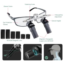 ASLL203 CE approval 4X 5X 6X Dental Ergo Loupes Magnification 48° Adjustable Angle 350-450mm Working Distance Dentist Surgical M