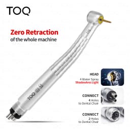 TOQ Dental LED High Speed Handpiece Push Button Zero Retraction Anti Retraction Air Turbine 2/4 Holes