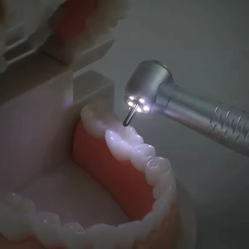 ASK Dental LED Handpiece E-generator Shadowless 5 LED/Ring High Speed Push Button Chuck Ceramic Bearing Low Noise Standard Head