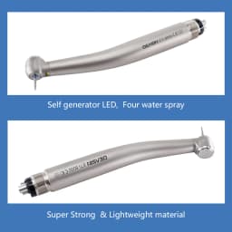 ETI800 Dental High Speed Titanium Handpiece, 4 Water Sprays, 2/4 Holes Air Turbine, Push Button LED Dental Handpiece