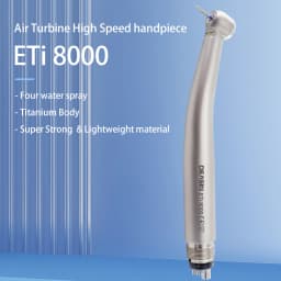 ETI800 Dental High Speed Titanium Handpiece, 4 Water Sprays, 2/4 Holes Air Turbine, Push Button LED Dental Handpiece
