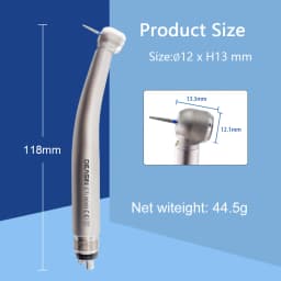 ETI800 Dental High Speed Titanium Handpiece, 4 Water Sprays, 2/4 Holes Air Turbine, Push Button LED Dental Handpiece