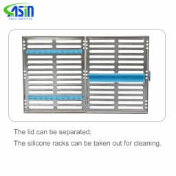 Stainless Steel Dental Autoclavable Surgical Sterilization Box Sterilization Rack Dental Cassette File Burs Disinfection Tray