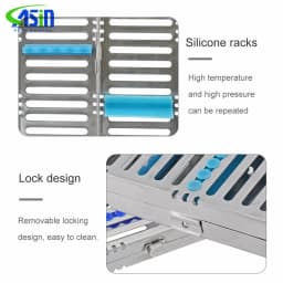 Stainless Steel Dental Autoclavable Surgical Sterilization Box Sterilization Rack Dental Cassette File Burs Disinfection Tray