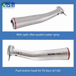 Dental 1:5 Low Speed Handpiece Increasing Red Ring Contra Angle Internal Water Spray With Optic Fiber For E-type Motor