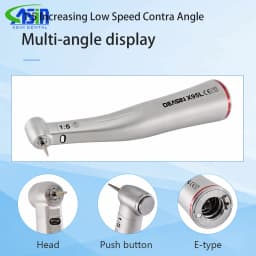 Dental 1:5 Low Speed Handpiece Increasing Red Ring Contra Angle Internal Water Spray With Optic Fiber For E-type Motor