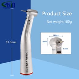 Dental 1:5 Low Speed Handpiece Increasing Red Ring Contra Angle Internal Water Spray With Optic Fiber For E-type Motor