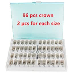 48/96 Pcs Preformed Stainless Steel Dental Temporary Crowns Primary Molar Crown Kit for Adults & Kids