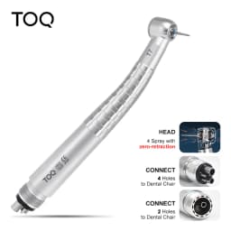 High Speed Handpiece TOQ Dental LED Free Retraction 4 Water Spray Air Turbine 2/4 Holes Head Dentistry Instrument