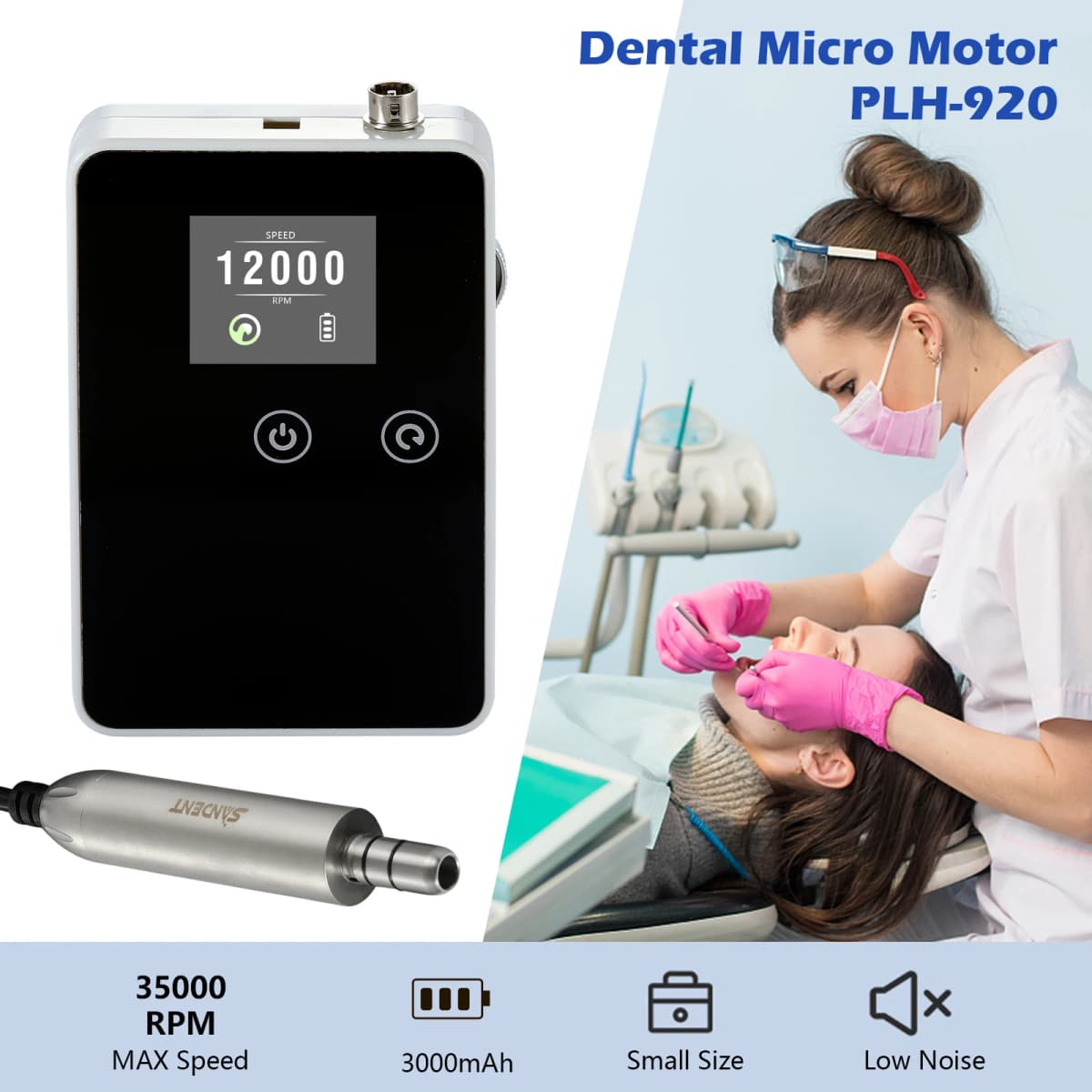 Portable Dental Lab Brushless Micromotor Nail Drill Machine E-Type Electric Motor Professional Tool Accessories