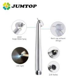 JUMTOP Dental LED High Speed Handpiece 45 Degree Single Water Spray E-generator Integrated Small Head Push Button Handpiece