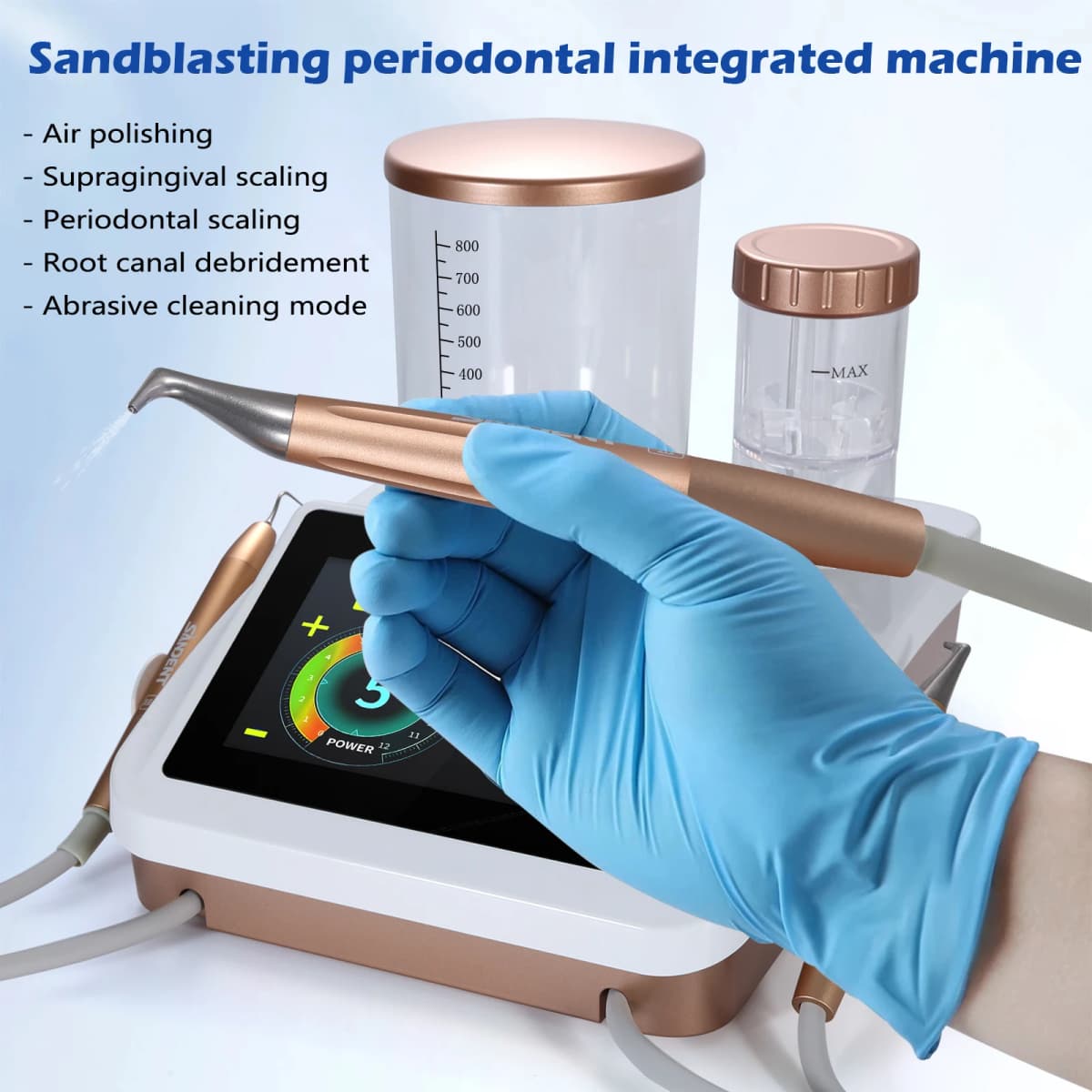 Dental Ultrasonic Scaler Air Polisher 2 in1 Periodontic Surgery Therapy System Woodpecker Style Scaler & Air Polisher Sandblast