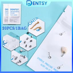 20PCS Dental Orthodontic Lingual Buttons-Bondable Round Mesh Base Composite Clear Ceramic Hook Dentistry Accessories Materials