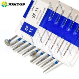 JUMTOP 10pcs Dental Diamond Burs Drill for High Speed Handpiece Dentist Burs FG Series Dia.1.6mm Dental Lab Polishing Tools