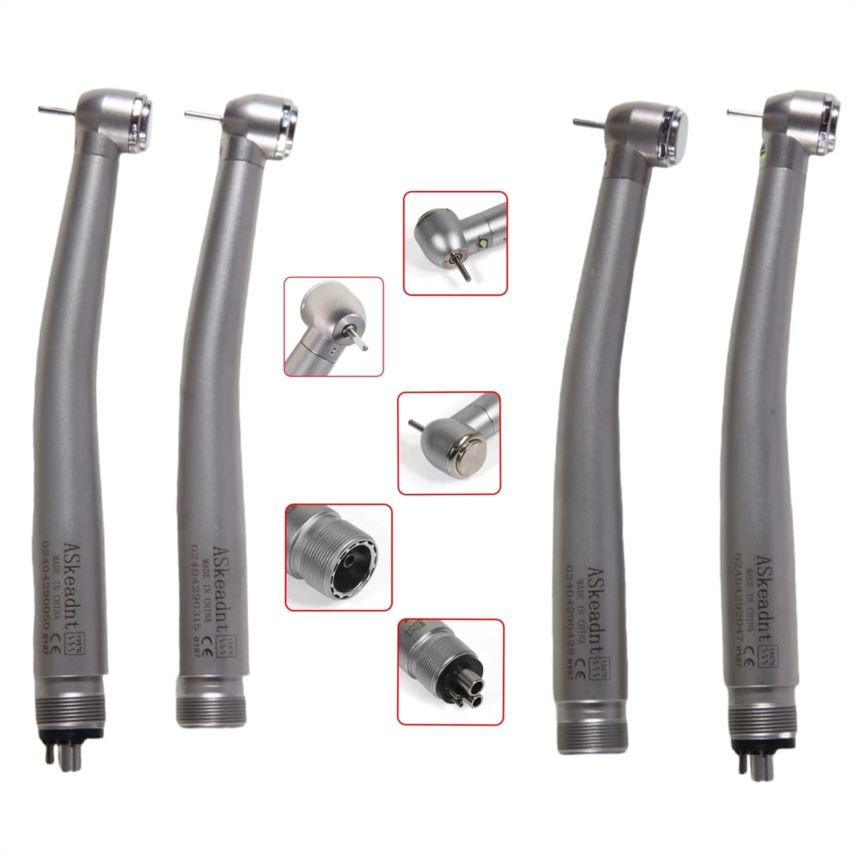 ASK Dental LED E-generator/No LED High Speed Handpiece 2Hole/4Hole Low Noise Torque Head Triple Water Spray Stainless fit NSK