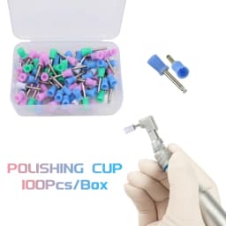 100Pcs Dental Prophy Cup Latch Type Disposable Rubber Tooth Polishing Cup for Low Speed Contra Angle Handpiece