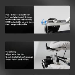 Binocular Dental Loupes 3.5X-5.5X Magnifier with 5W Headlight Rechargeable Magnifying Glasses 350-550mm Working Distance