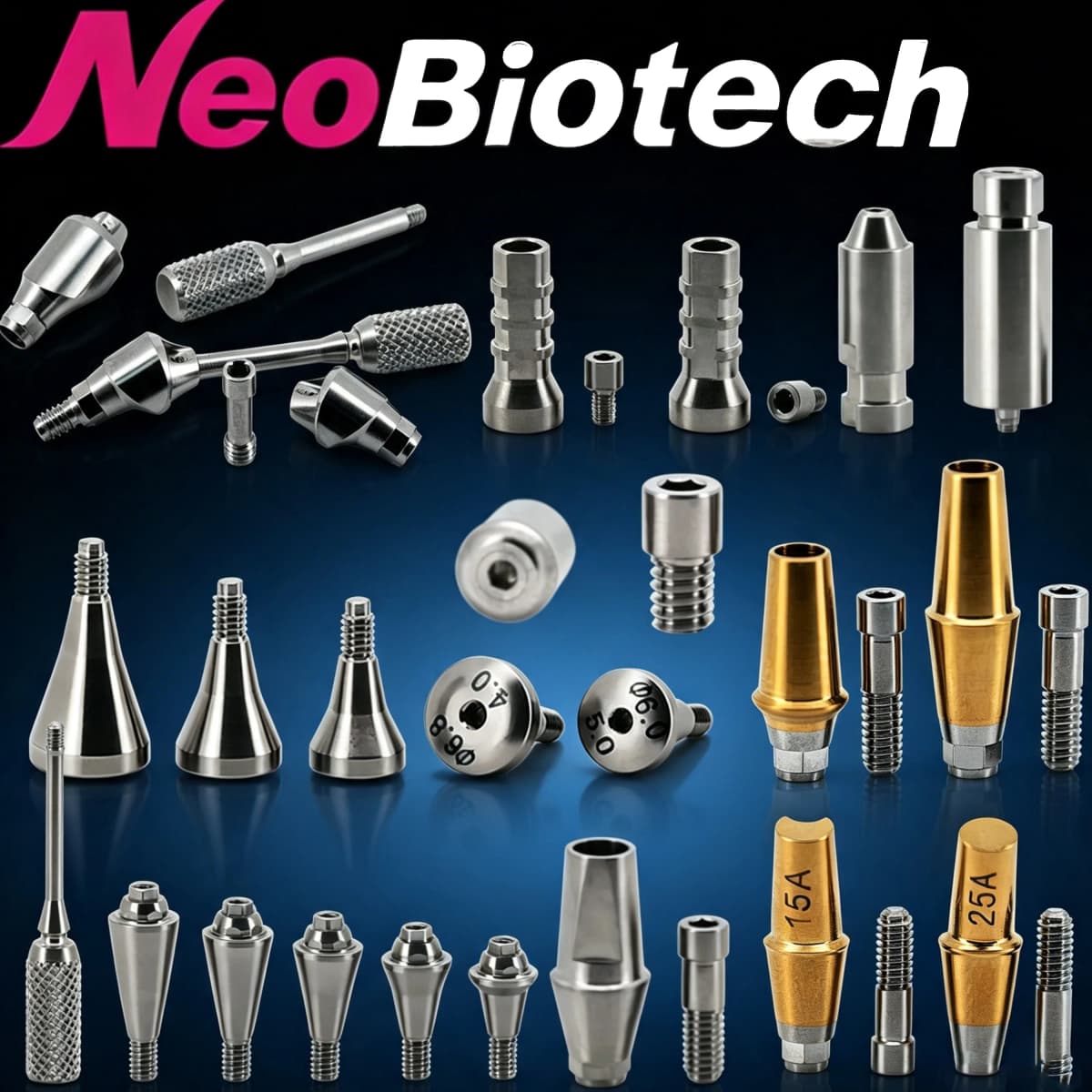 NeoBiotech Compatible Multi‑Unit Titanium Straight Angled Dental Implant Abutment Kit Healing Abutment Protection Cap Screw