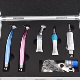 High Speed Handpiece + Low Speed Handpiece Contra Angle Straight E-type Air Motor 4/2 Hole Kit Dental Equipment