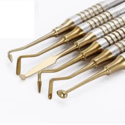 JUMTOP Dental Composite Filling Spatula Tools Double Head Titanium Plated Head Fill Restoration 6Pcs/Set