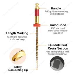 Glin W One Gold Root Canal Files 4 Pcs/Box Heat Activated Flexible Dental Endo Files 21/25mm Niti Rotary Endodontic Files