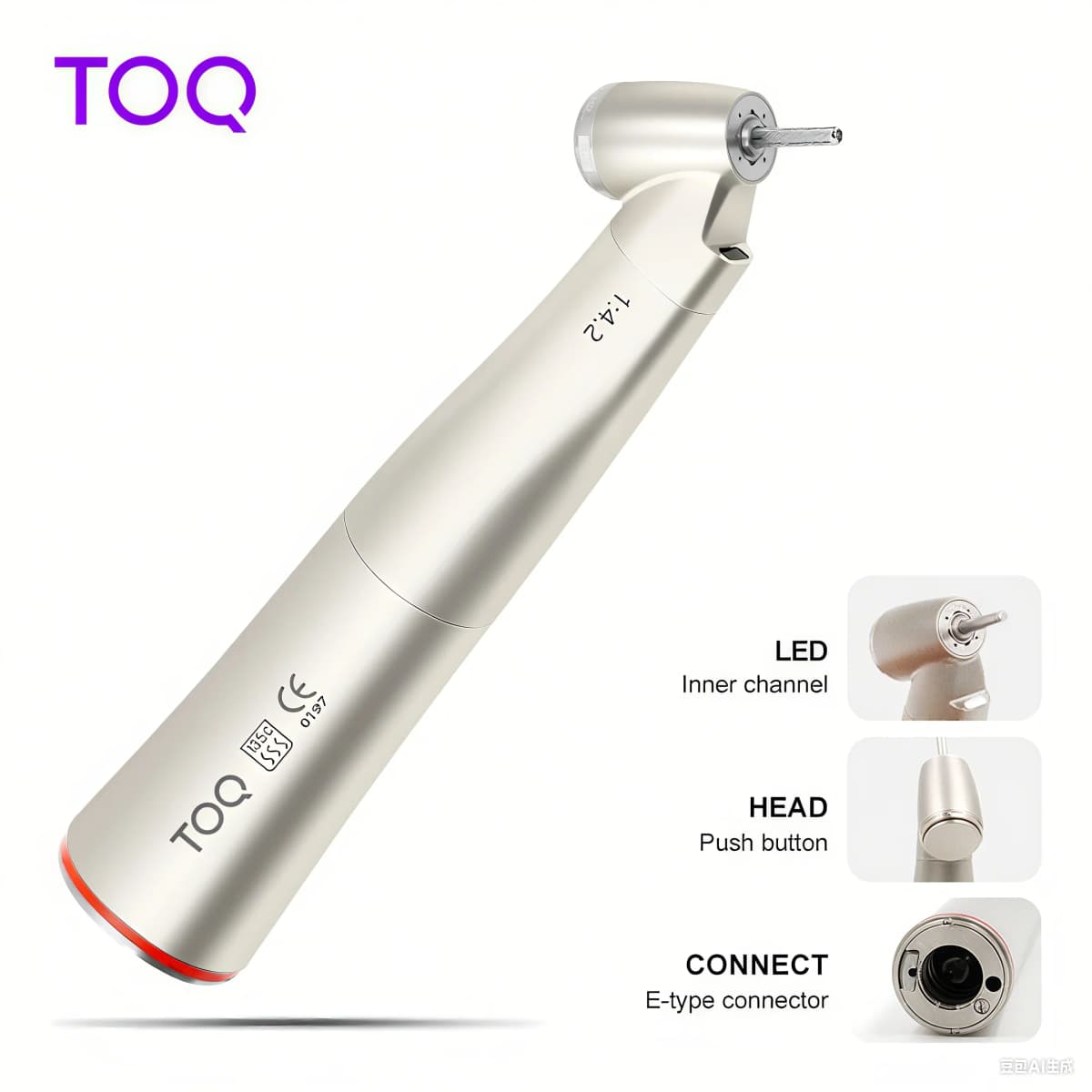1:4.2 Increasing Slow Speed Z45l Contra Angle Electric Micromotor Dental Handpiece 45 Degree With Led Fiber Optic