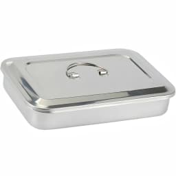 JUMTOP Dental Instruments Tray with Lid, Stainless Steel Surgical Nursing Equipments Tools Sterilizer Container Dentistry Storag