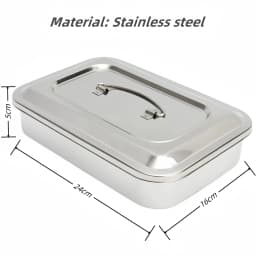 JUMTOP Dental Instruments Tray with Lid, Stainless Steel Surgical Nursing Equipments Tools Sterilizer Container Dentistry Storag