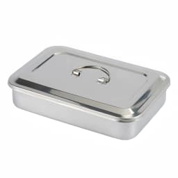 JUMTOP Dental Instruments Tray with Lid, Stainless Steel Surgical Nursing Equipments Tools Sterilizer Container Dentistry Storag