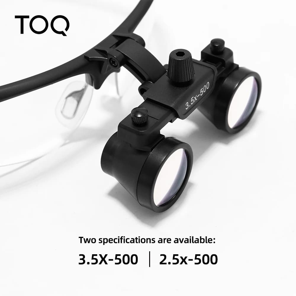 TOQ 2.5X 3.5X Binocular Dental Loupes Set with Rechargeable LED Headlight Portable Surgical Magnifying Glass Dental Lab Medical